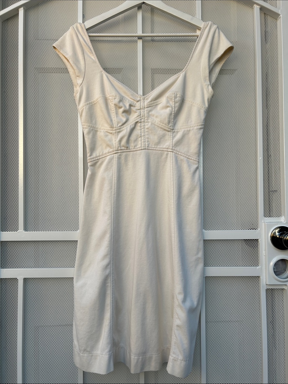 Elegant Cream Cap-Sleeve Dress